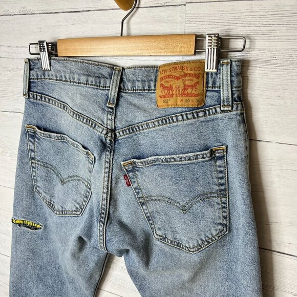 Levis Jeans Mens Size 29X30 Slim Taper Butterfly Dragonfly Embroidered - Picture 12 of 16